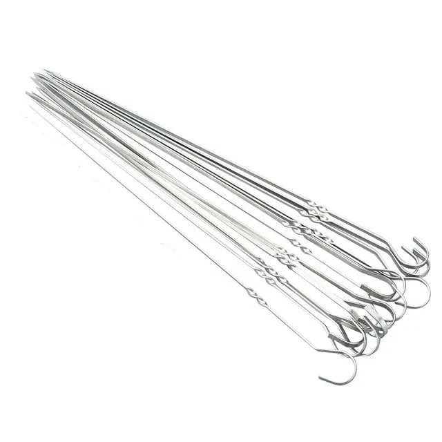Stainless Steel Skewers for Barbecue - Meat Chunks on Sticks