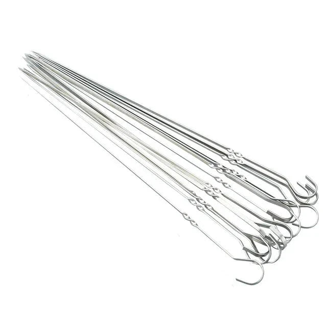 Stainless Steel Skewers for Barbecue - Meat Chunks on Sticks