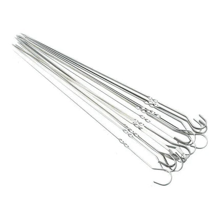 Stainless Steel Skewers for Barbecue - Meat Chunks on Sticks