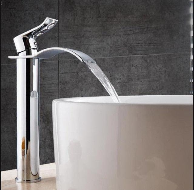 Brass Waterfall Mixer Tap for Vanity Sink Faucet