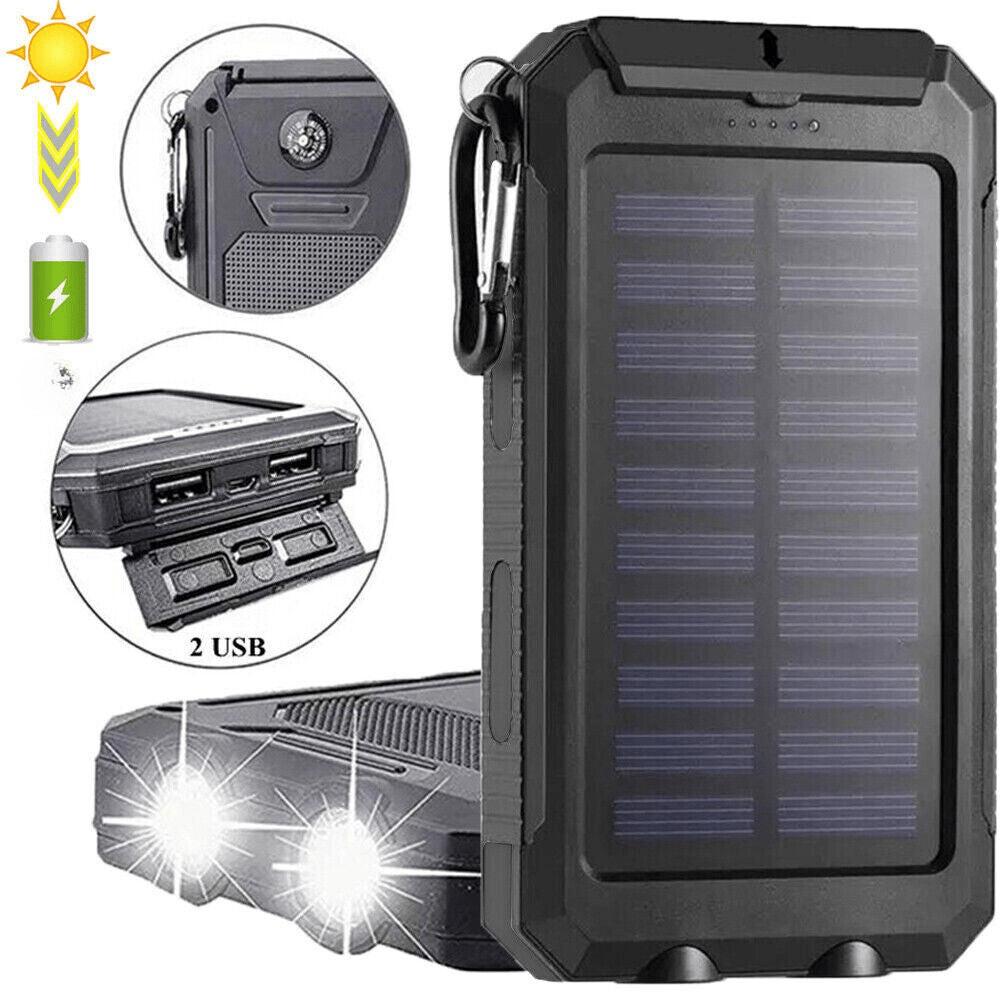 10,000 mAh Waterproof Shockproof Solar Battery – Rechargeable