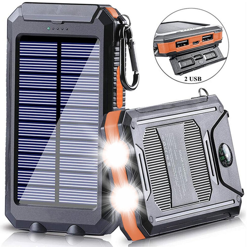 10,000 mAh Waterproof Shockproof Solar Battery – Rechargeable