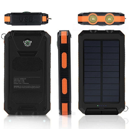 10,000 mAh Waterproof Shockproof Solar Battery – Rechargeable