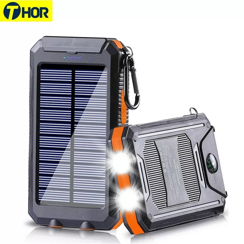 8000mAh Solar Battery - Dual USB, Waterproof, Shockproof, LED