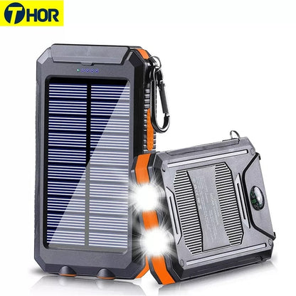 8000mAh Solar Battery - Dual USB, Waterproof, Shockproof, LED