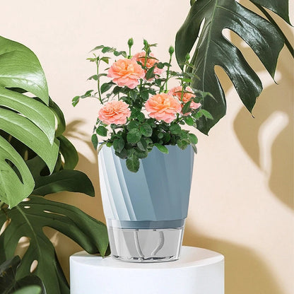 Hydroponic Plant Pot with Double Container and Self-Watering System