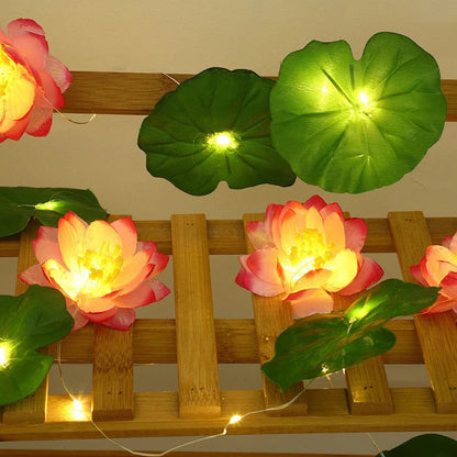 LED Lotus String Lights – Artistic Simulation – Battery & USB Powered – Garden, Pool & Wedding Decor