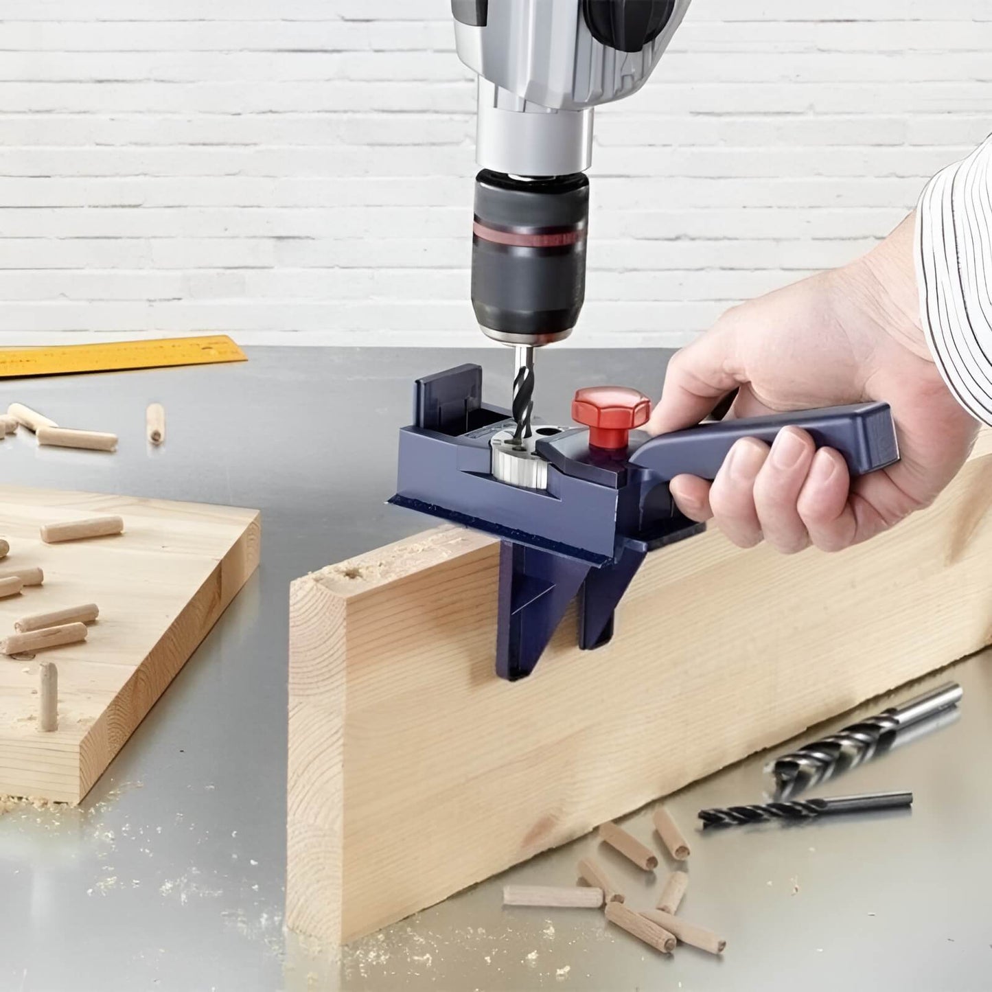 Achieve Perfect Wood Joints with Accurate Drill Positioning Tool