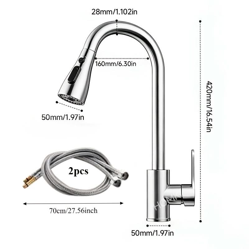 Flexible Pull-Out Kitchen Faucet with Swivel and Spray Options