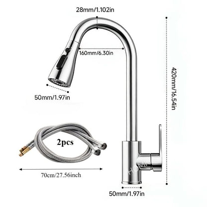 Flexible Pull-Out Kitchen Faucet with Swivel and Spray Options