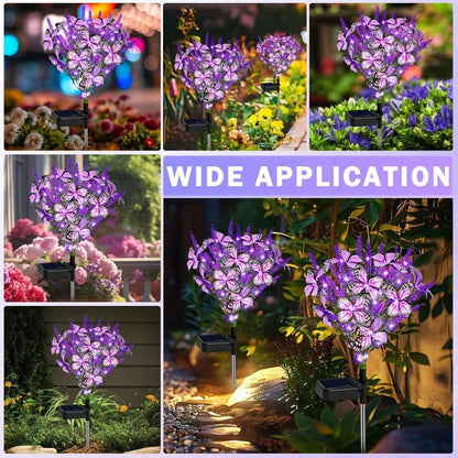 Solar Garden Light with Lavender Butterfly - Waterproof LED for Outdoors