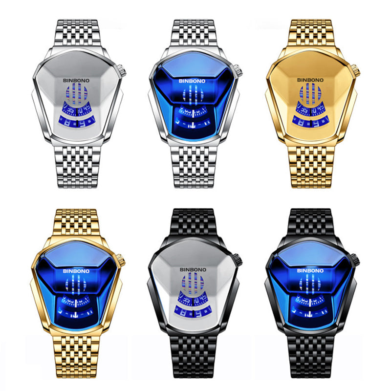 Men's Quartz Watch with Diamond Design