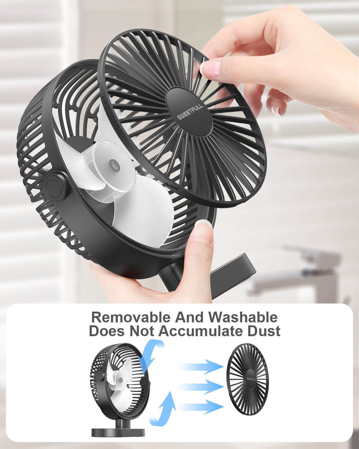 6.5 Inch Portable USB Desk Fan for Home, Office, Car, and Travel