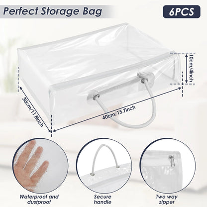 Transparent Storage Bag Set | Waterproof PVC | Dustproof | 6-Piece Organizer | 40 x 30 x 10 cm