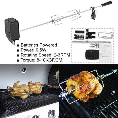 Automatic Rotisserie Kit with BBQ Grill Motor and Meat Forks Set