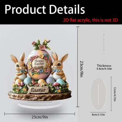 Easter Bunny Decoration | Flat Acrylic Table Centerpiece for Home, Office, Garden
