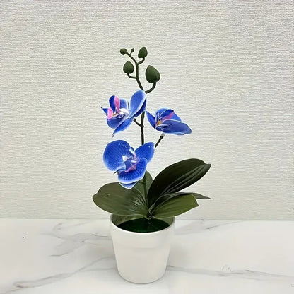 Artificial Orchid Bonsai | Realistic Flowers | Light-Resistant Table Decor for Living Room, Office & Entryway