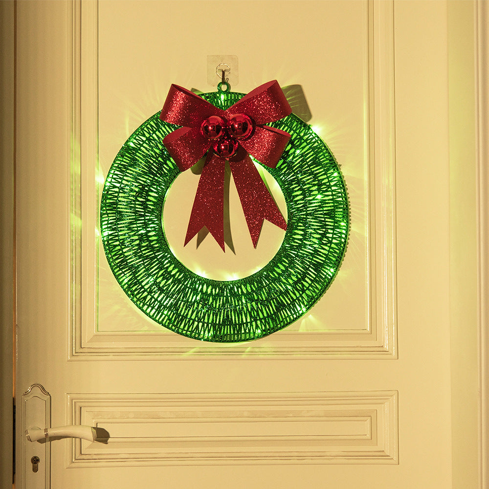 50cm LED-Enhanced Handmade Christmas Wreath in Gold and Green