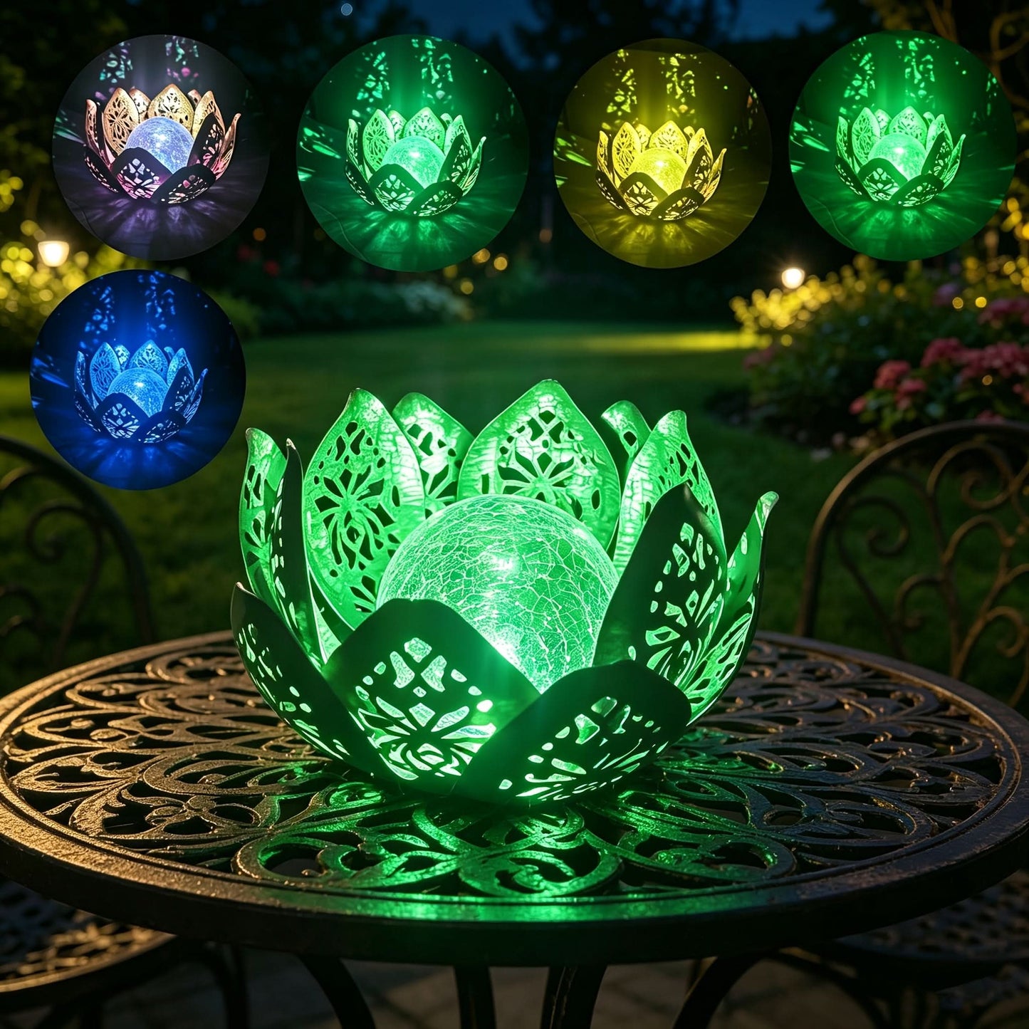 Solar Lotus Flower Table Lamp