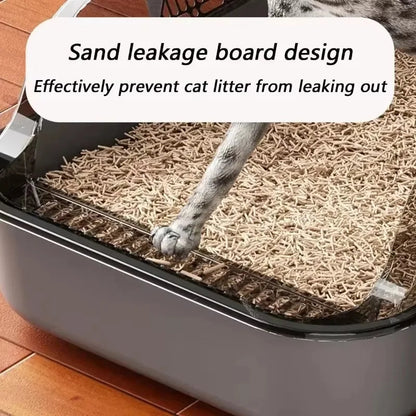 Half-Closed Cat Litter Box with Splash Guard and Included Scoop | Pet Supplies