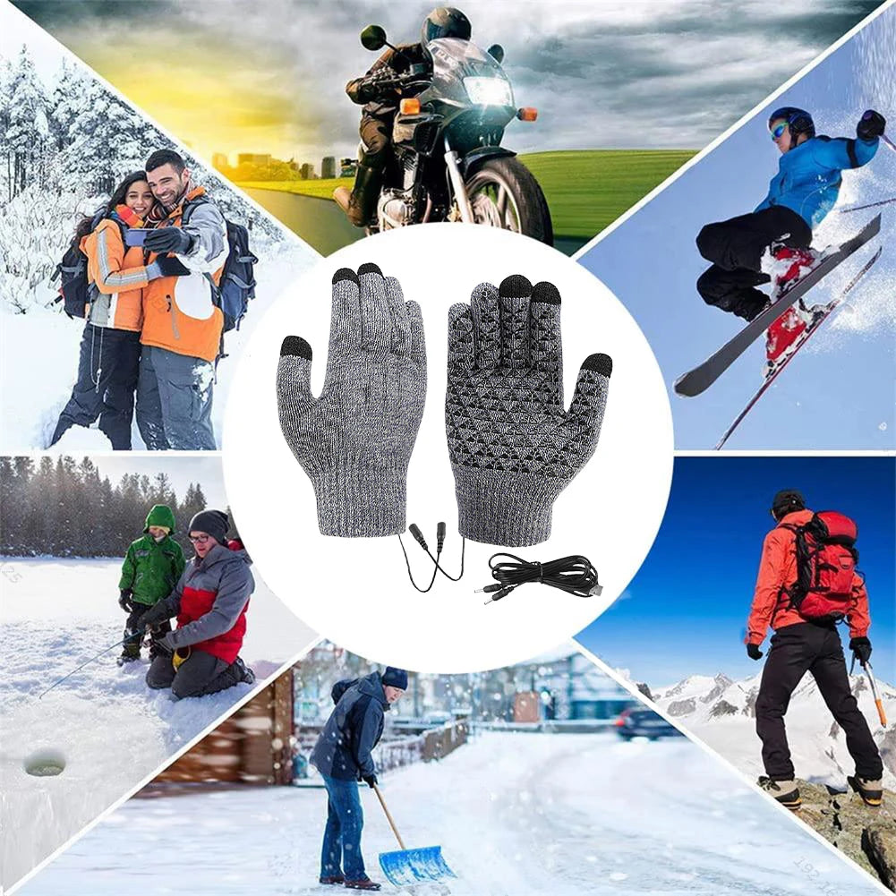 Heated Gloves with USB Rechargeable Feature | Touchscreen Compatible & Non-Slip | Thermal Winter Gloves for Cycling & Outdoor Use