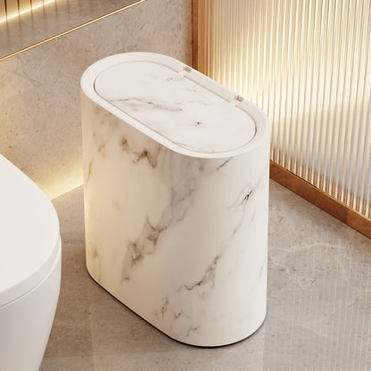 Compact Kitchen Bin with Marble Pattern Lid for Bathroom Waste