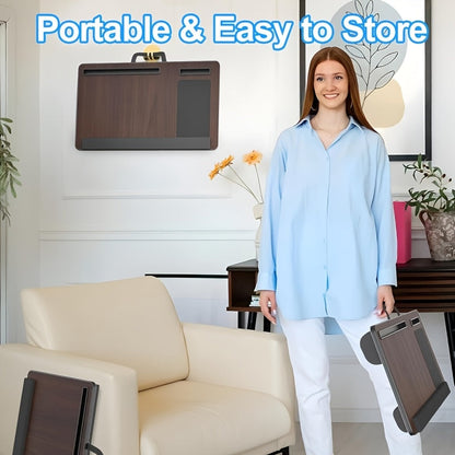 Ergonomic Laptop Stand with Wrist Support and Device Compartments