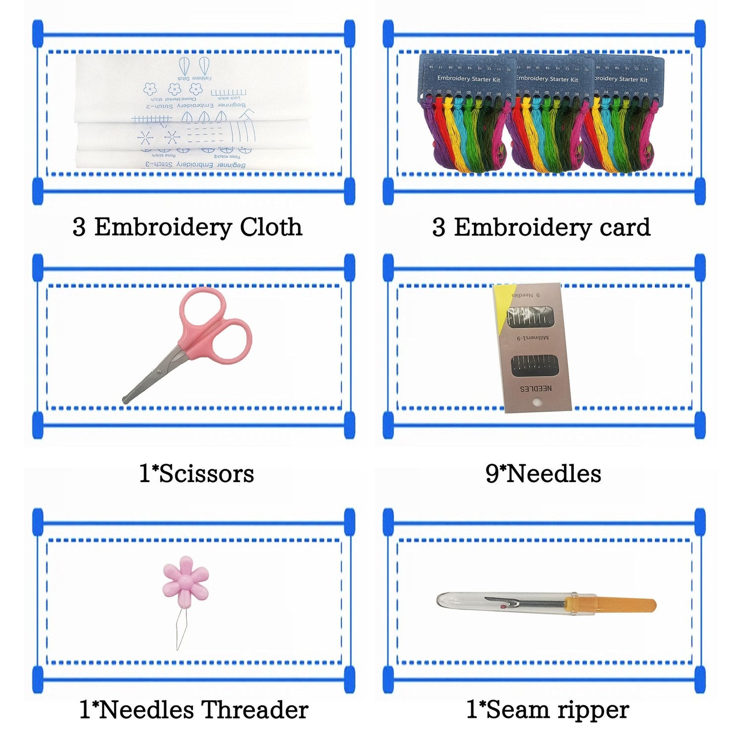 Beginner Embroidery Kit with Washable Patterns | Adjustable Bamboo Frame