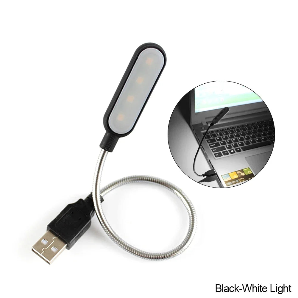 Rechargeable LED Reading Lamp with USB – Flexible Gooseneck, Warm & Cool White, Compatible with Laptop, PC & Power Bank