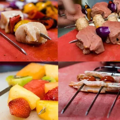 Stainless Steel Skewers with 9 Prongs – GrillMaster Trio for Perfectly Cooked Meat, Seafood & Vegetables | Dishwasher Safe | Includes Oxford Carry Bag
