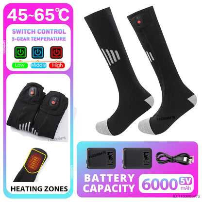 Heated Socks with Rechargeable 6000 mAh Battery | Up to 10 Hours Warmth | Unisex Thermal Socks for Outdoor, Skiing & Winter Use