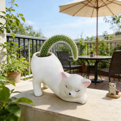 Cartoon Cat Tail Planter | Creative Plant Decoration for Succulents & Cacti at Home, Garden & Balcony