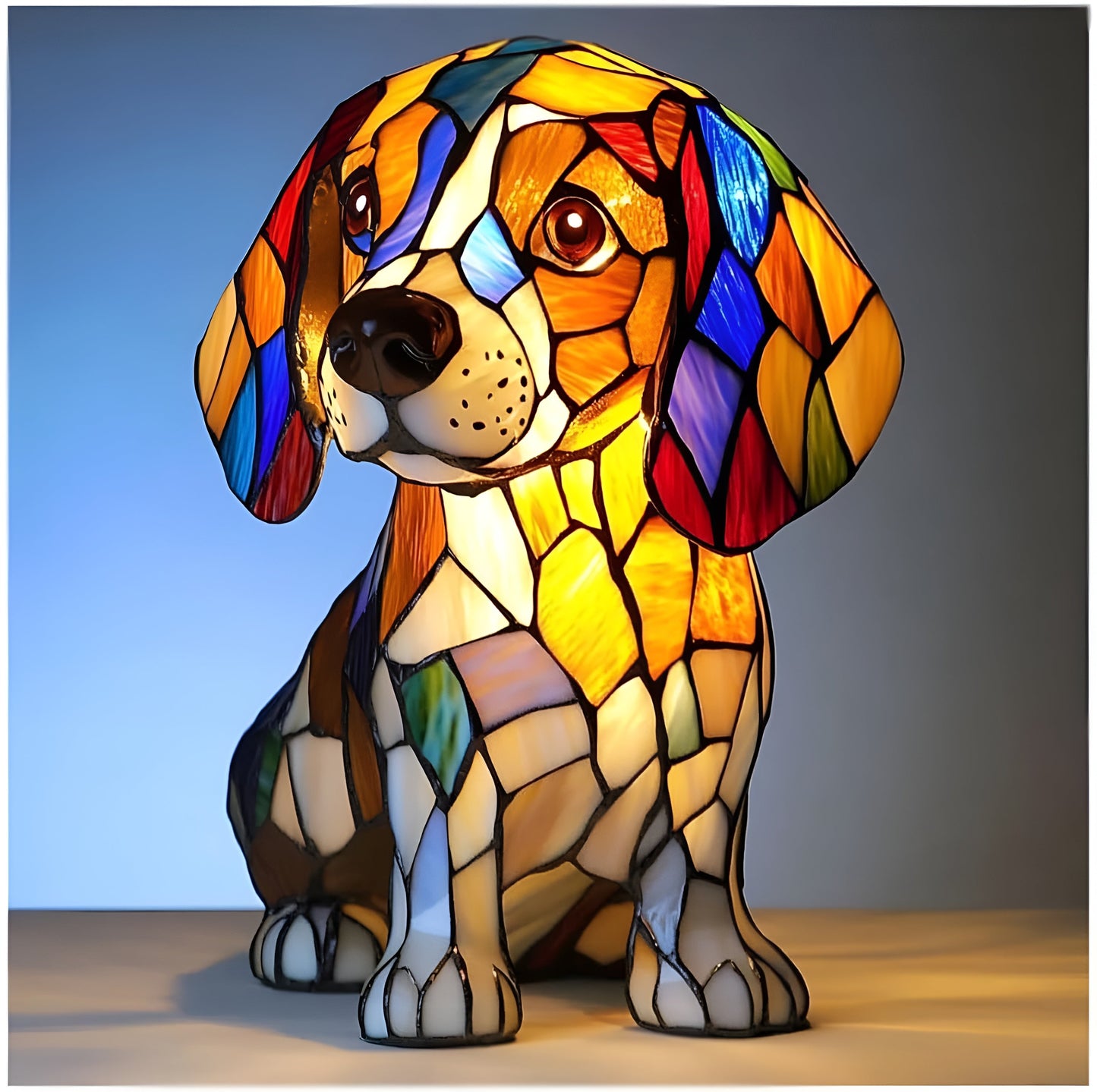 Charming Canine Glass Table Lamp – Perfect Pet Decor