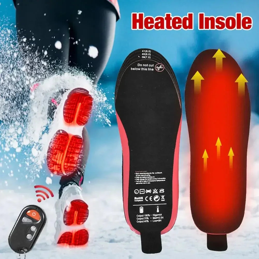 Rechargeable Heated Insoles with Remote Control | 3 Adjustable Heat Levels | Customizable Size | Electric Foot Warmers for Outdoor and Winter Use