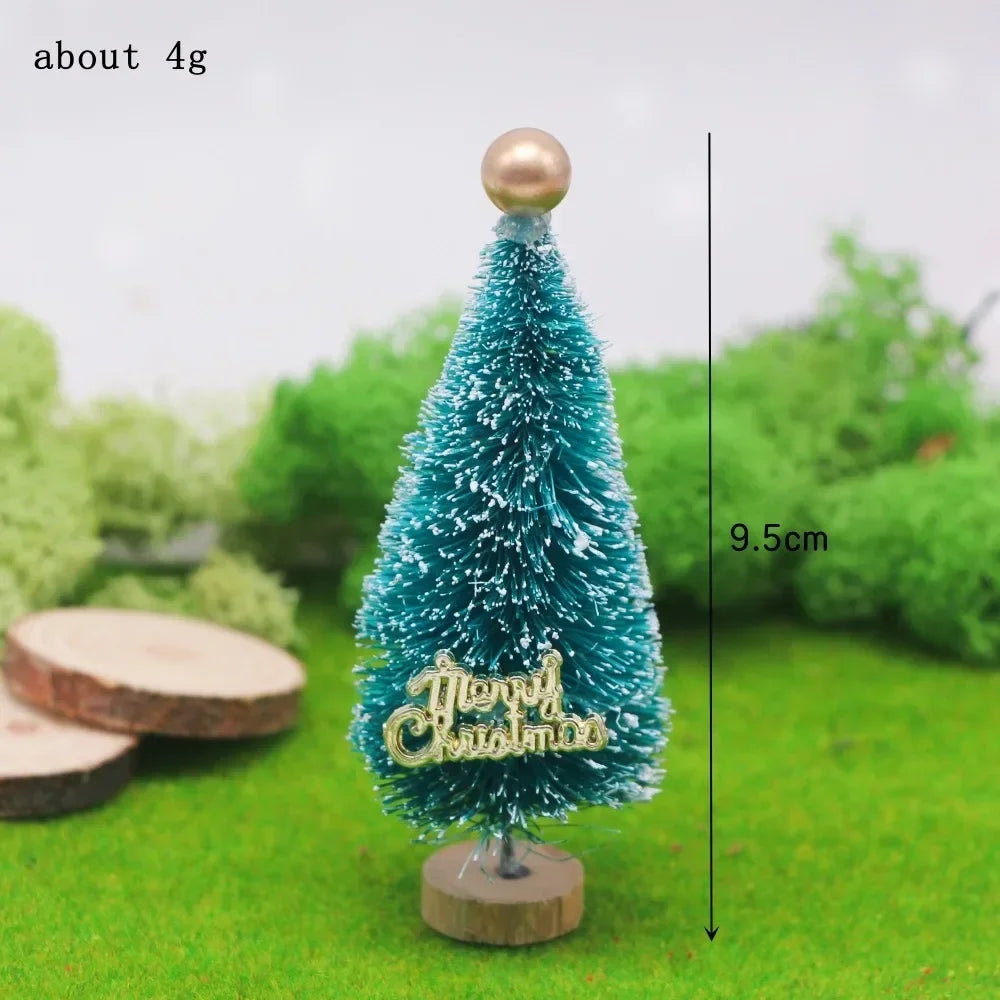Mini Christmas Tree on Sisal Base - Decorated Cedar and Pine with Beads and Star - Table Decoration & Figurine 4.5–13 cm