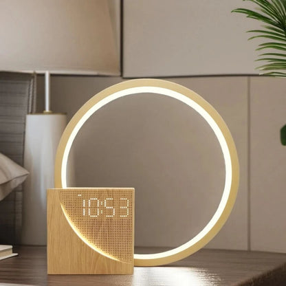 Stylish Nightstand Lamp with Clock and USB Charging Hub