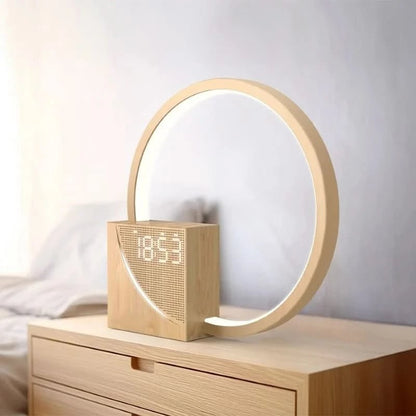 Stylish Nightstand Lamp with Clock and USB Charging Hub