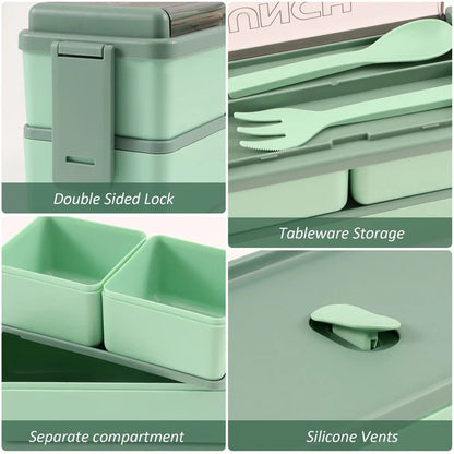 Versatile Dual-Layer Meal Container with Customizable Sections