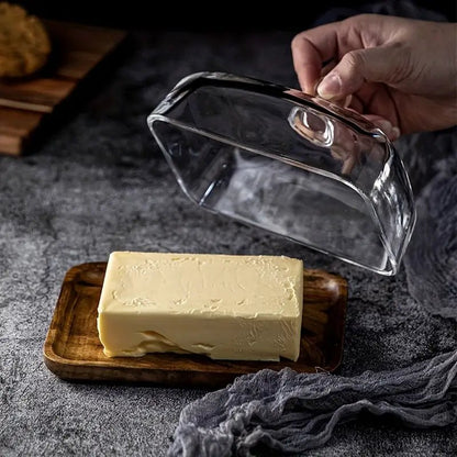 Elegant Kitchen Storage for Butter – Wood and Glass Dish