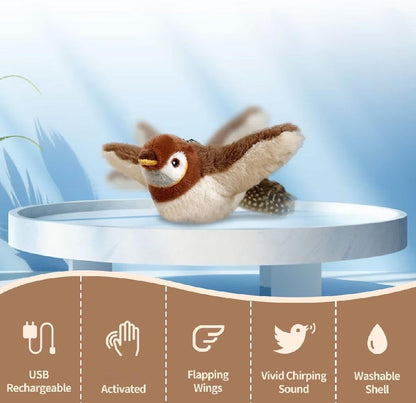 Engaging Cat Toy with Fluttering Wings | Motion Sensor & Bird Sounds | Rechargeable