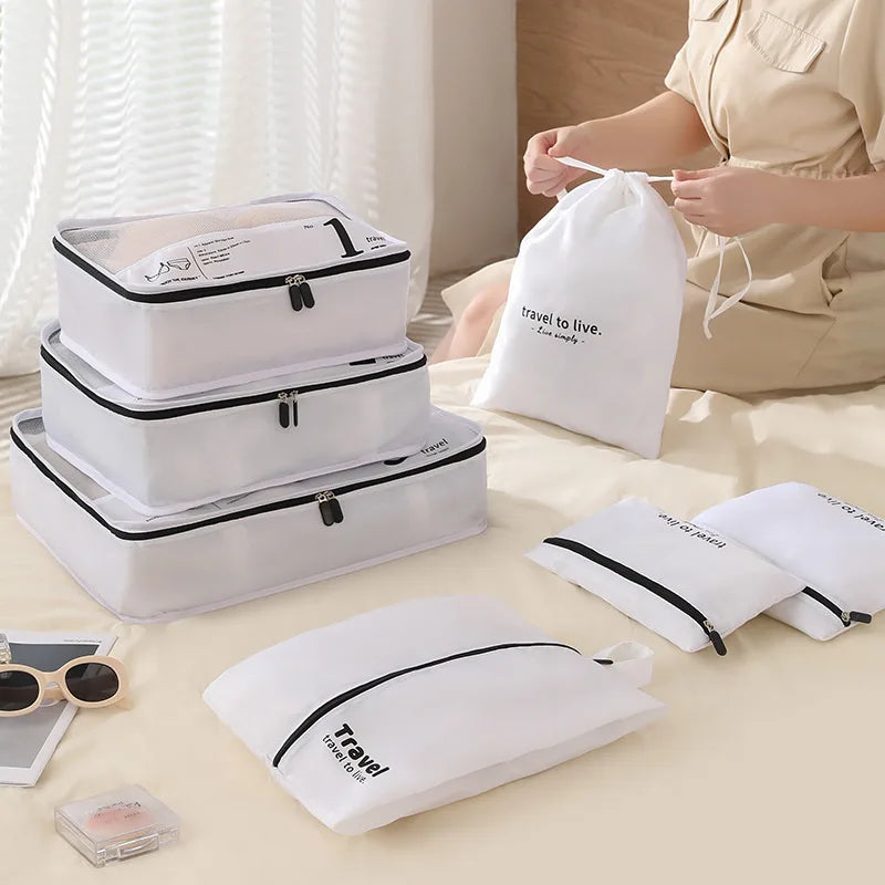 Luggage Organizer Set - 7-Piece Travel Packing Cubes - Waterproof Bags for Suitcases