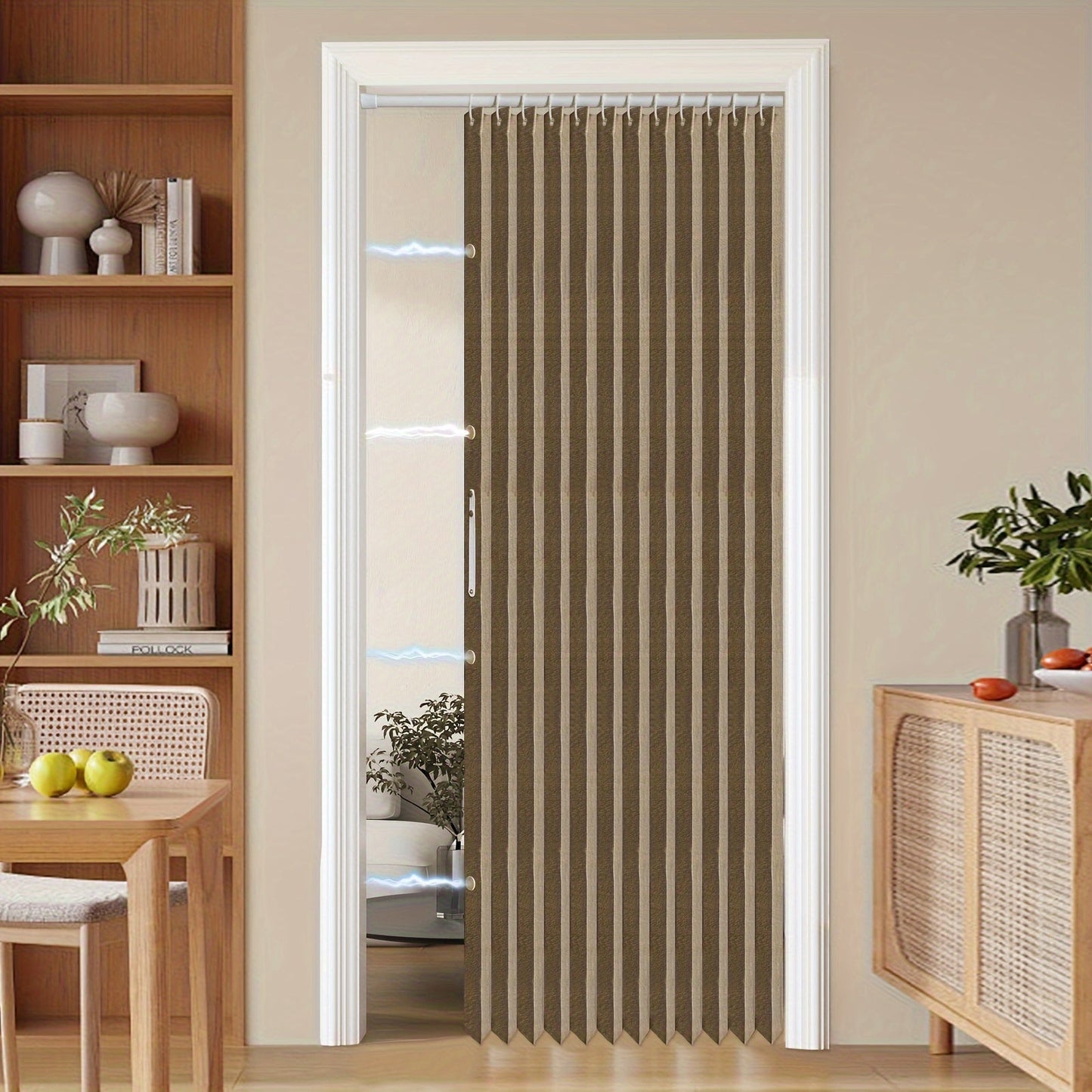 Colorful Magnetic Folding Curtain for Doors – Space-Saving Divider, Washable Polyester