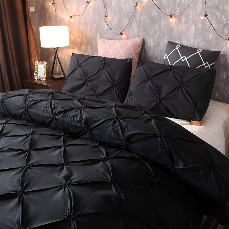 Pintuck Pattern White Quilt Cover Set