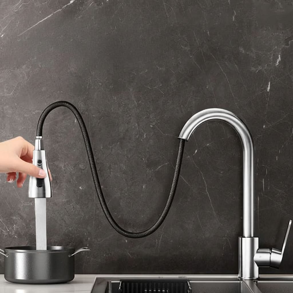 Flexible Pull-Out Kitchen Faucet with Swivel and Spray Options