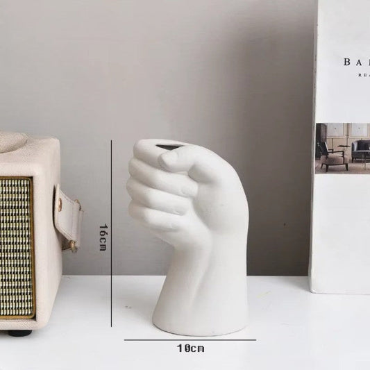 Ceramic Flower Vase with Artistic Hand Gesture Design