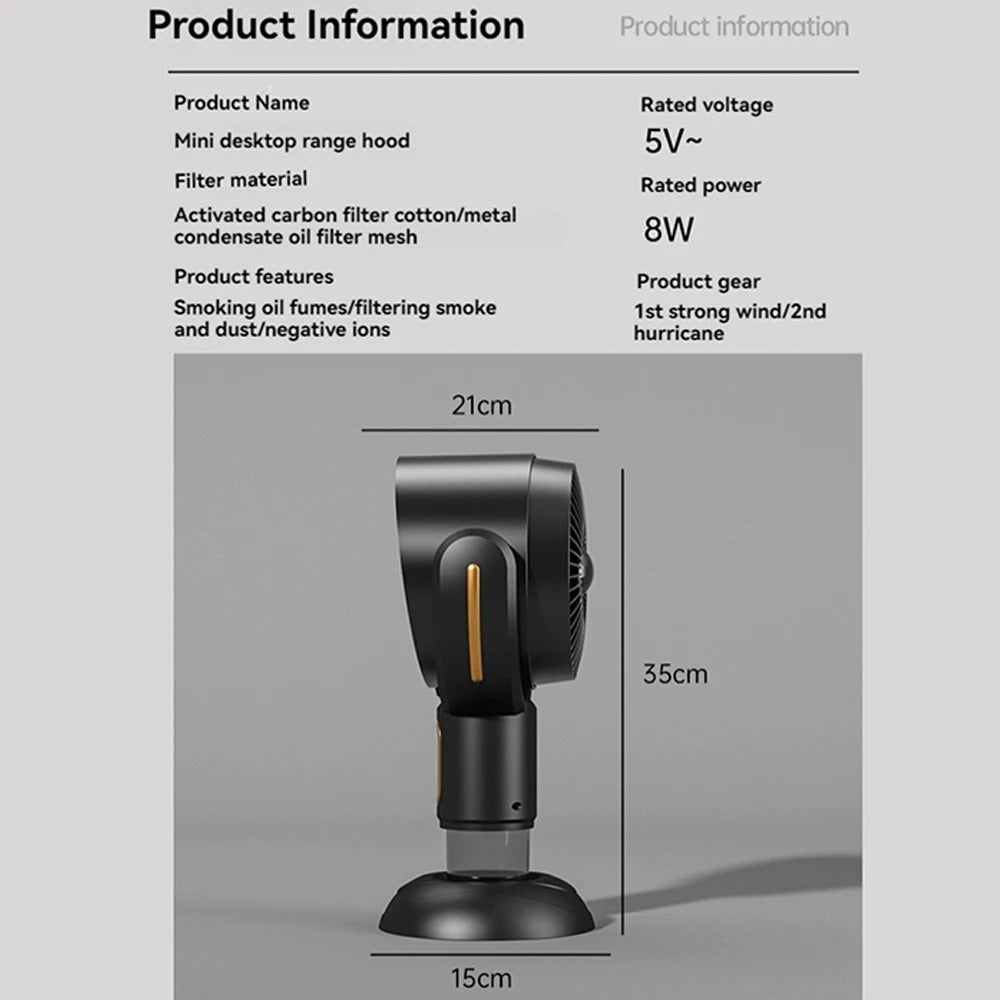 Portable Air Purifier Fan with Ion Technology and USB Charger