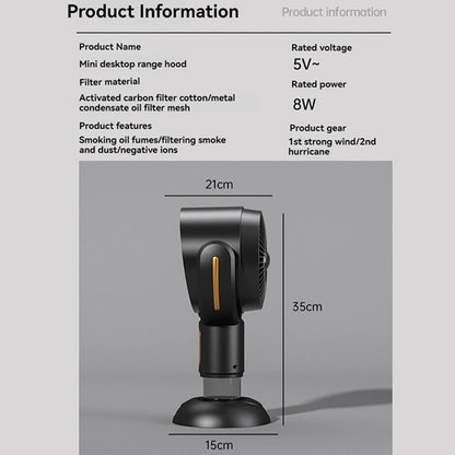 Portable Air Purifier Fan with Ion Technology and USB Charger