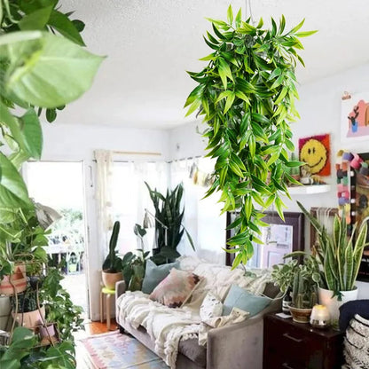 Artificial Bamboo Hanging Plant | 80 cm | Green | Indoor and Outdoor Wall Decor