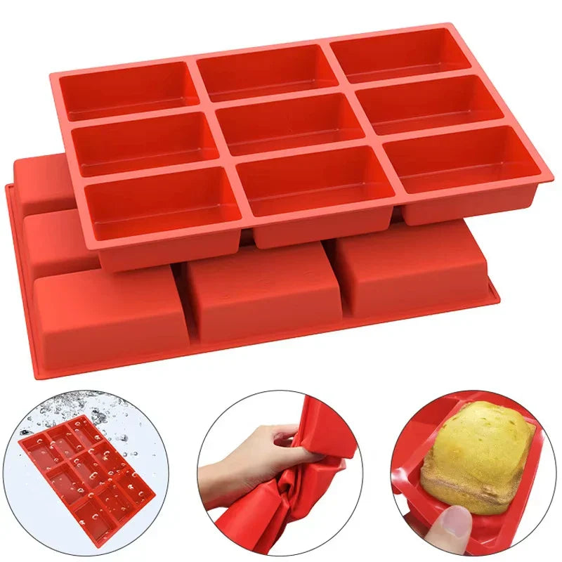 Non-Stick Mini Loaf Pan with 9 Cavities - Silicone Baking Mold