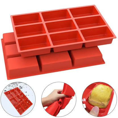 Non-Stick Mini Loaf Pan with 9 Cavities - Silicone Baking Mold